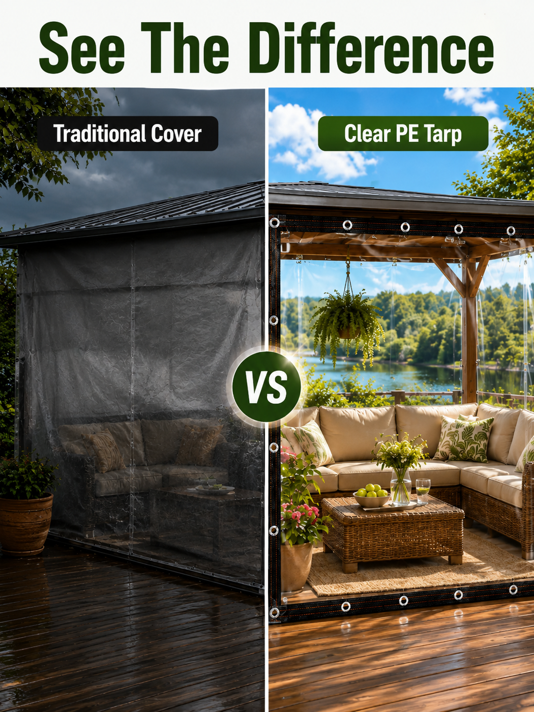 🌧️ Outdoor Essential ✨ 10×13FT Waterproof PE Rain Cover with Metal Grommets for Patio, Balcony & Garden