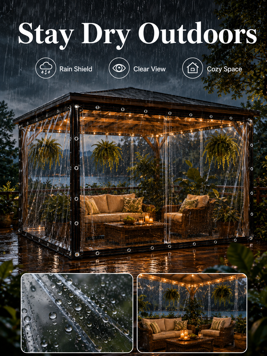 🌧️ Outdoor Essential ✨ 10×13FT Waterproof PE Rain Cover with Metal Grommets for Patio, Balcony & Garden