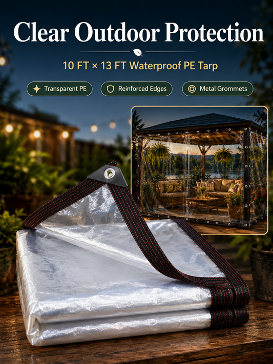 🌧️ Outdoor Essential ✨ 10×13FT Waterproof PE Rain Cover with Metal Grommets for Patio, Balcony & Garden