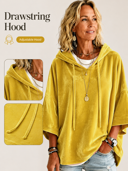 🔥 Cozy Season Deal 🍂 Women's Velvet Oversized Hoodie with Drawstring & Long Sleeves for Casual Winter Style