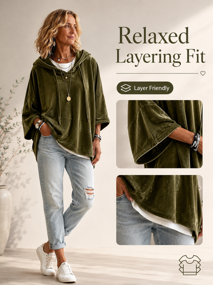 🔥 Cozy Season Deal 🍂 Women's Velvet Oversized Hoodie with Drawstring & Long Sleeves for Casual Winter Style