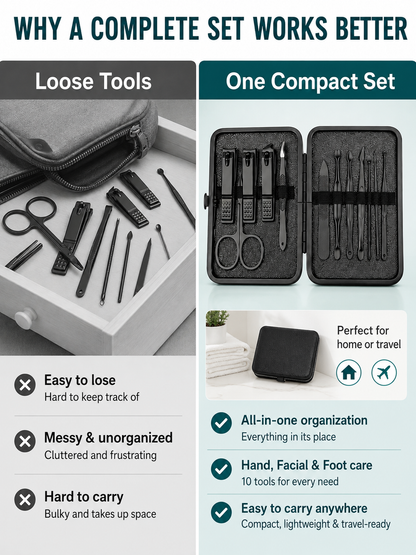 🎓 Back to School Nail Clipper Set ✨ Premium Professional Portable Complete Nail Care Travel Kit