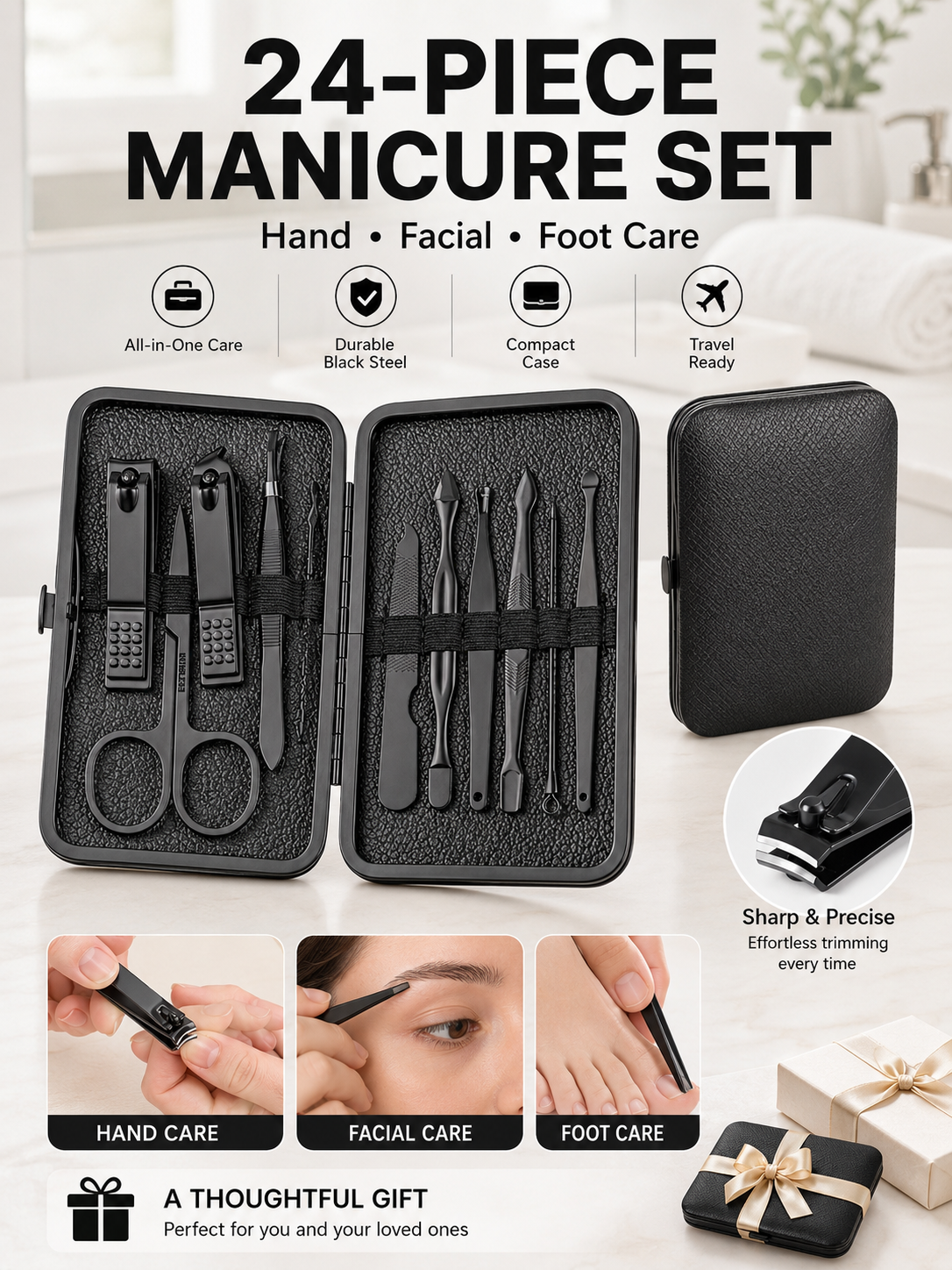 🎓 Back to School Nail Clipper Set ✨ Premium Professional Portable Complete Nail Care Travel Kit