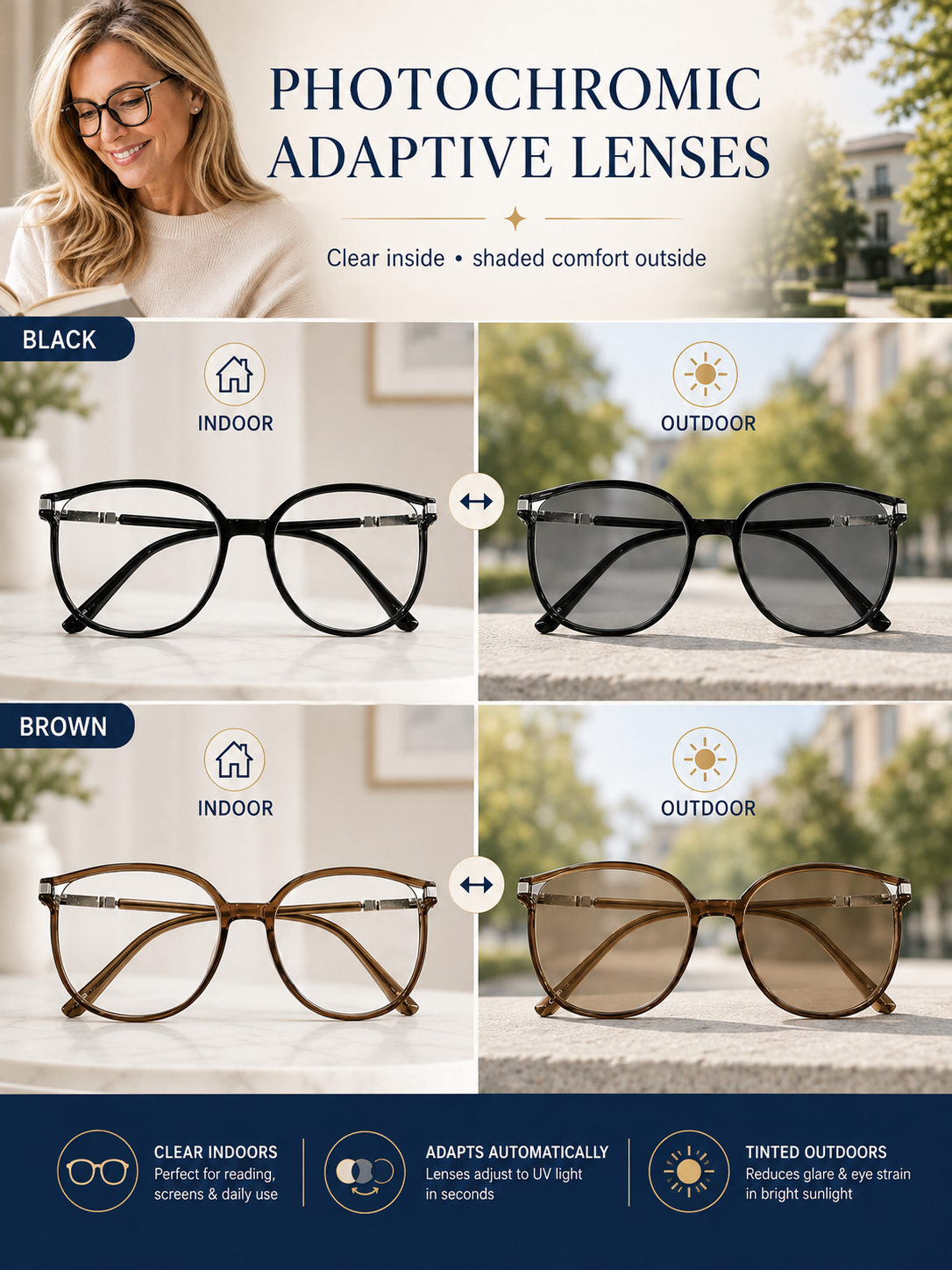 🔥 Limited Time Reading Glasses 🤓💙💙 Stylish photochromic anti-blue light reading glasses