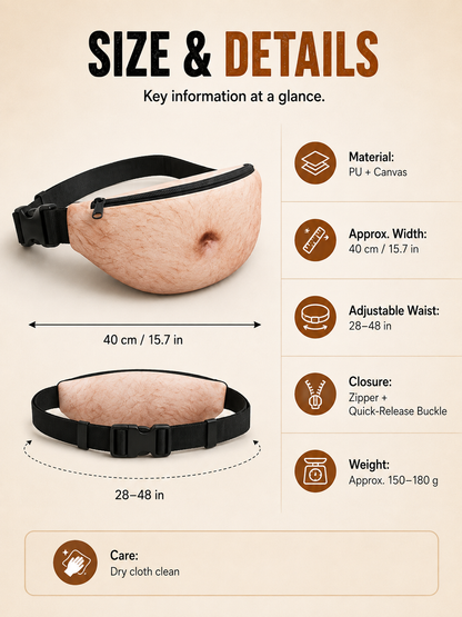 😂 Funny Dad Belly Fanny Pack 🍺🎒Adjustable Zipper Waist Bag for Travel Parties & Everyday Carry