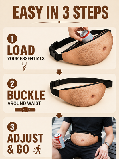 😂 Funny Dad Belly Fanny Pack 🍺🎒Adjustable Zipper Waist Bag for Travel Parties & Everyday Carry