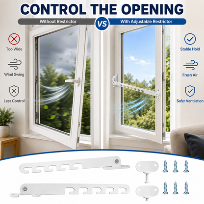 🔥🛠️Window Latch Window Lock White Tilt Regulator Window Stopper with 4 Screws