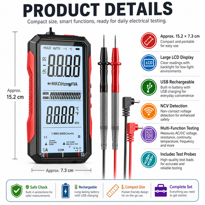 🔥🛠️Digital Multimeter with Color Screen, USB C Rechargeable Electrical Testing