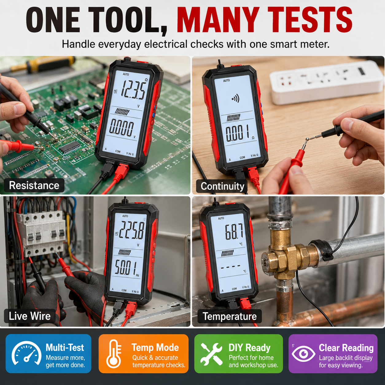 🔥🛠️Digital Multimeter with Color Screen, USB C Rechargeable Electrical Testing