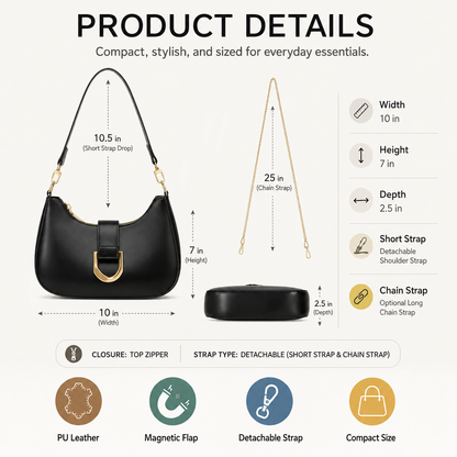 🎁✨Shoulder Bag for Women Trendy Everyday Purse Cute Handbag | Removable Short Strap, Extra Gold Chain