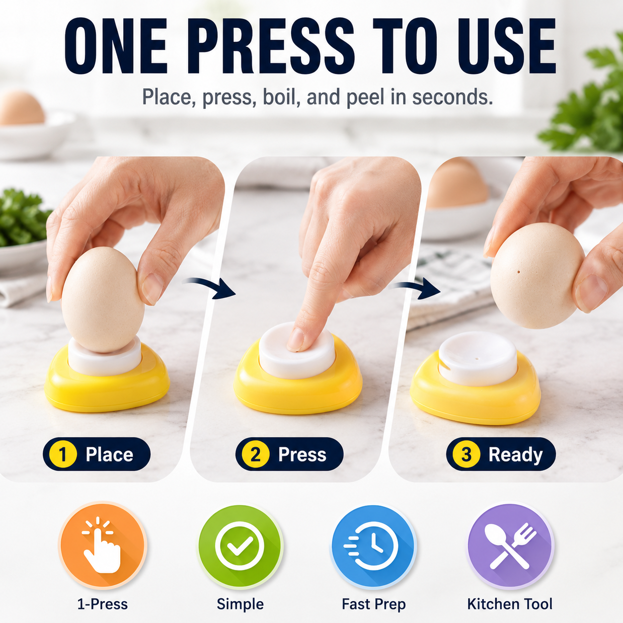 💥2PCS Egg Piercer with Stainless Steel Needle, One-Press Egg Pricker for Boiling Eggs🎁