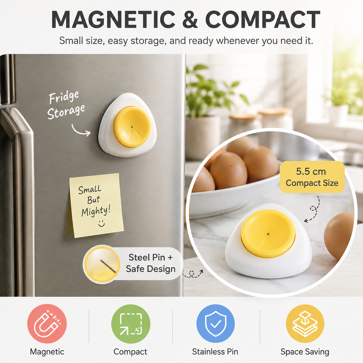 💥2PCS Egg Piercer with Stainless Steel Needle, One-Press Egg Pricker for Boiling Eggs🎁