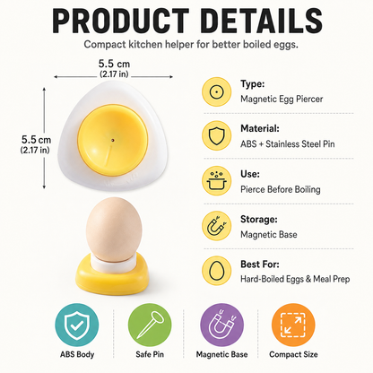 💥2PCS Egg Piercer with Stainless Steel Needle, One-Press Egg Pricker for Boiling Eggs🎁