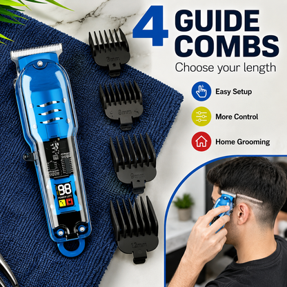 🔥🛠️Lightweight & Cordless Haircutting Kit for Men with USB Fastcharging and 4 Guide Combs