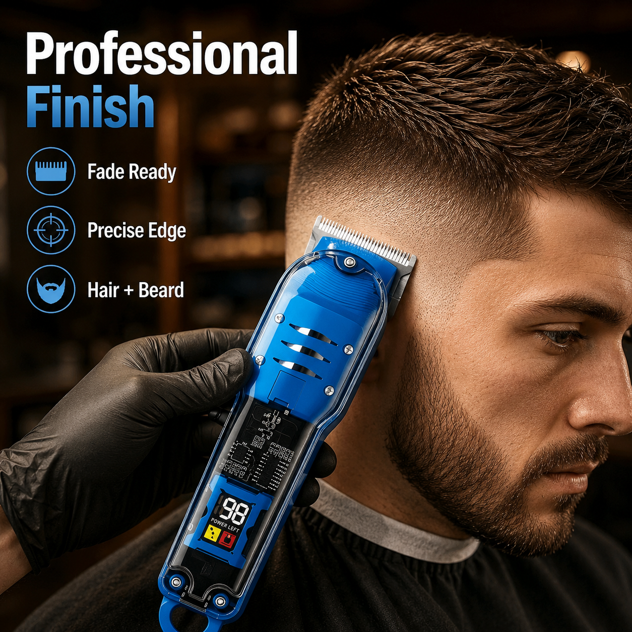 🔥🛠️Lightweight & Cordless Haircutting Kit for Men with USB Fastcharging and 4 Guide Combs