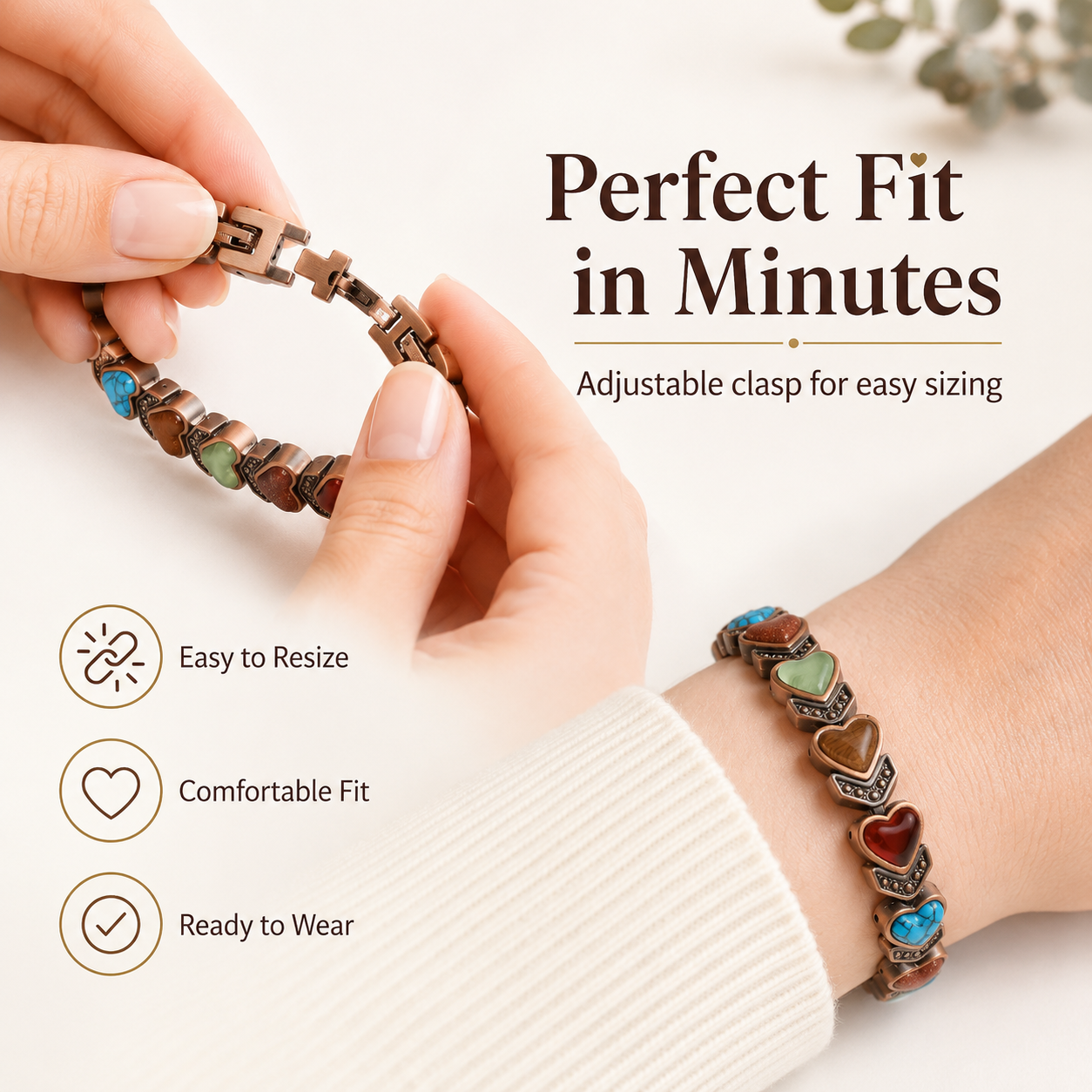 🔥🎁Copper Bracelet for Women, Pure Copper Magnetic Bracelets, Natural Unique Gemstone