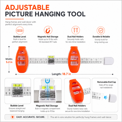 🔥🛠️Professional Picture Hanging Tool with Level and Ruler