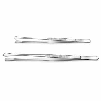 🔥🛠️Fine Long Tweezer Tongs Professional Black Set,12'' and 10'' Stainless Steel