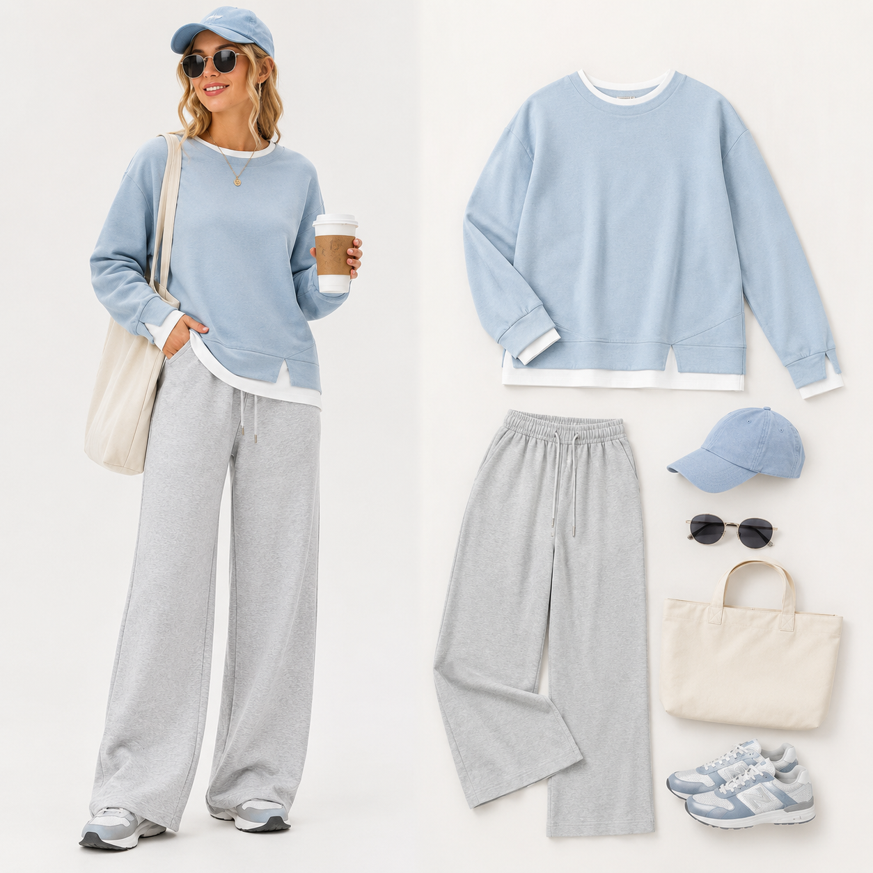 💥New Arrival women's layered-look sweatshirt featuring a drop-shoulder design