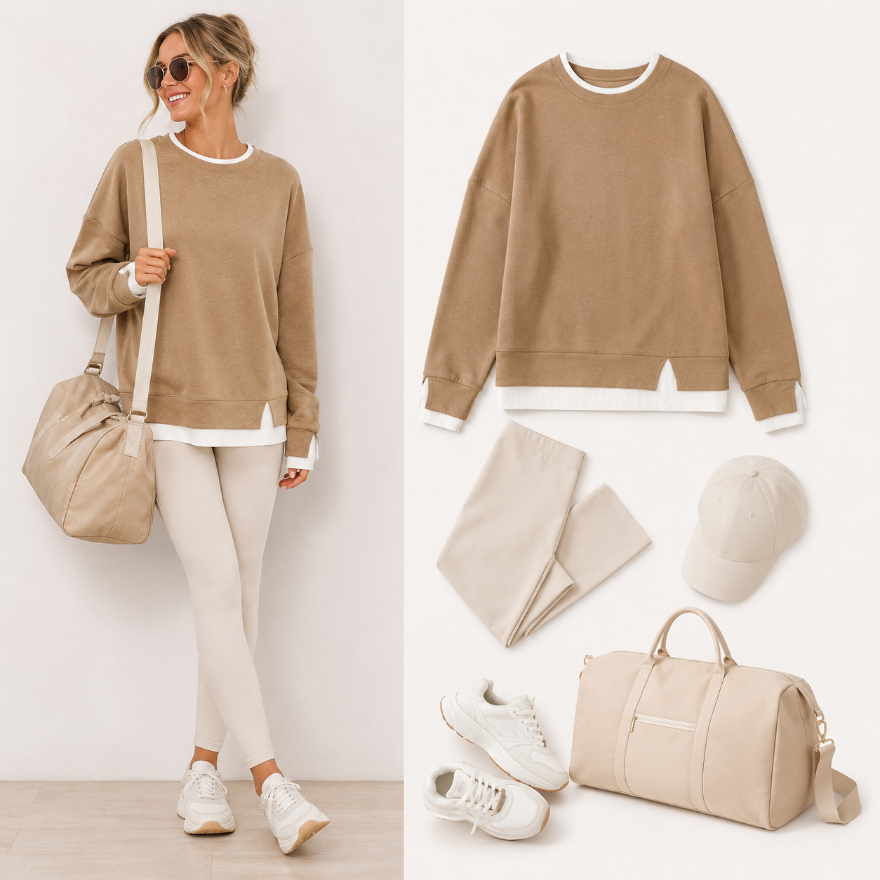 💥New Arrival women's layered-look sweatshirt featuring a drop-shoulder design