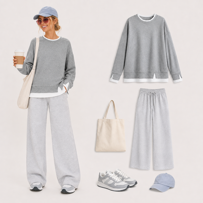 💥New Arrival women's layered-look sweatshirt featuring a drop-shoulder design