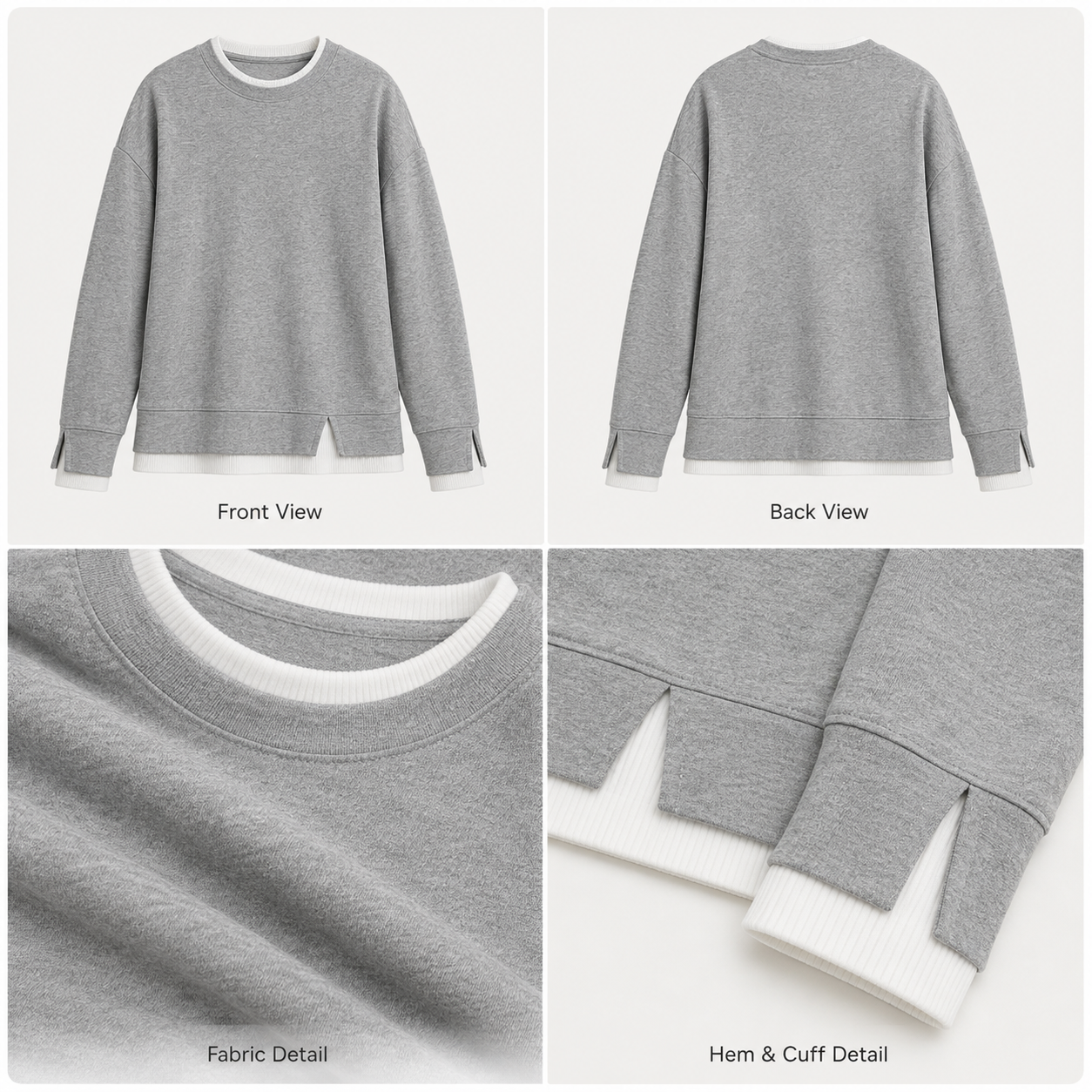 💥New Arrival women's layered-look sweatshirt featuring a drop-shoulder design
