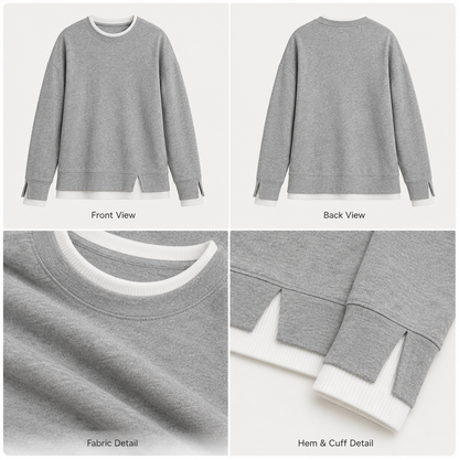 💥New Arrival women's layered-look sweatshirt featuring a drop-shoulder design