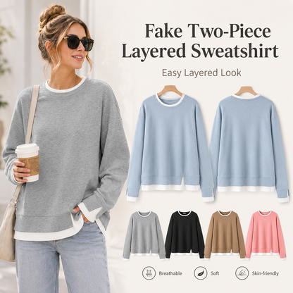 💥New Arrival women's layered-look sweatshirt featuring a drop-shoulder design