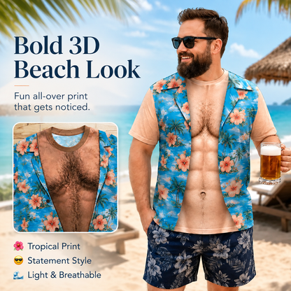 🔥🎁Funny Muscle T Shirt for Men,Personalized 3D Fake Open Shirt