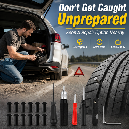 🍄 Mushroom Tire Repair Kit – Compact Roadside Puncture Tool Set
