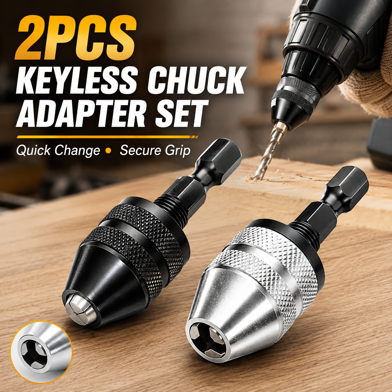 🔥1/4 Inch Hex Shank Keyless Drill Chuck Quick Change Adapter Converter drill adapter