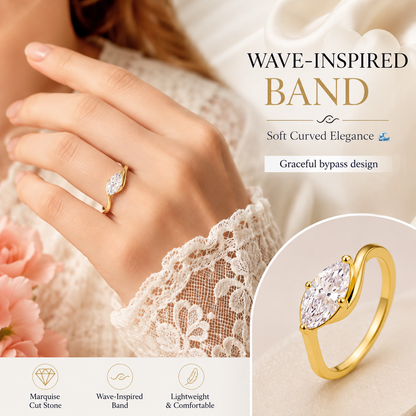 ✨Moissanite 1ct Rippling Romance Marquise Solitaire Ring Silver
