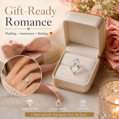 ✨Moissanite 1ct Rippling Romance Marquise Solitaire Ring Silver