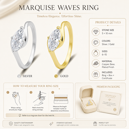 ✨Moissanite 1ct Rippling Romance Marquise Solitaire Ring Silver
