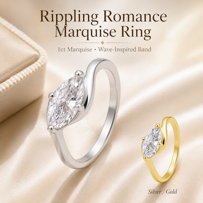 ✨Moissanite 1ct Rippling Romance Marquise Solitaire Ring Silver