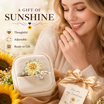 ☀️Sunflower Fidget Rings for Women,You are My Sunshine Chic Sunflower Open Ring