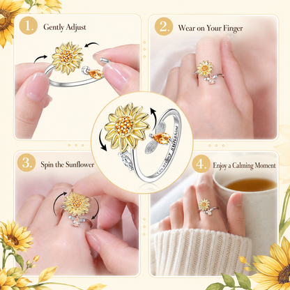 ☀️Sunflower Fidget Rings for Women,You are My Sunshine Chic Sunflower Open Ring