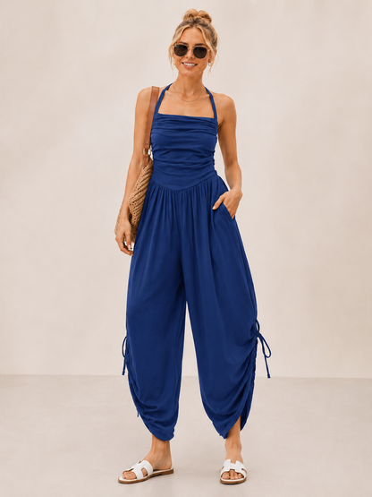 🔥Women's casual summer jumpsuit,features a halter-neck🎁