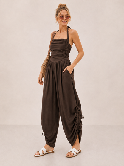 🔥Women's casual summer jumpsuit,features a halter-neck🎁