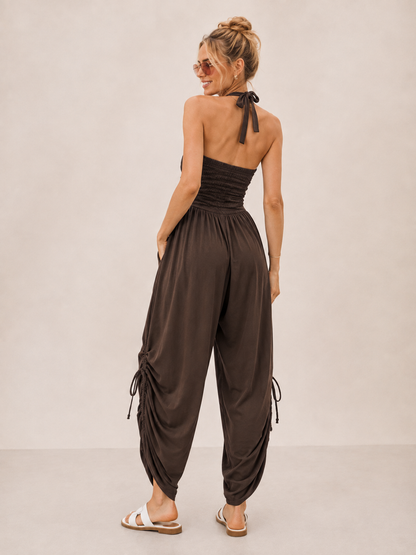 🔥Women's casual summer jumpsuit,features a halter-neck🎁