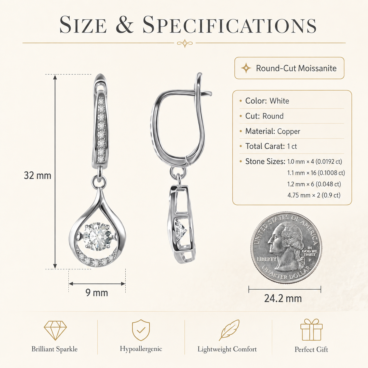 ✨ Firefly Glow Teardrop Dangle Earrings – 1ct Sparkle for Day & Night