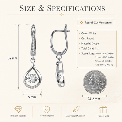 ✨ Firefly Glow Teardrop Dangle Earrings – 1ct Sparkle for Day & Night