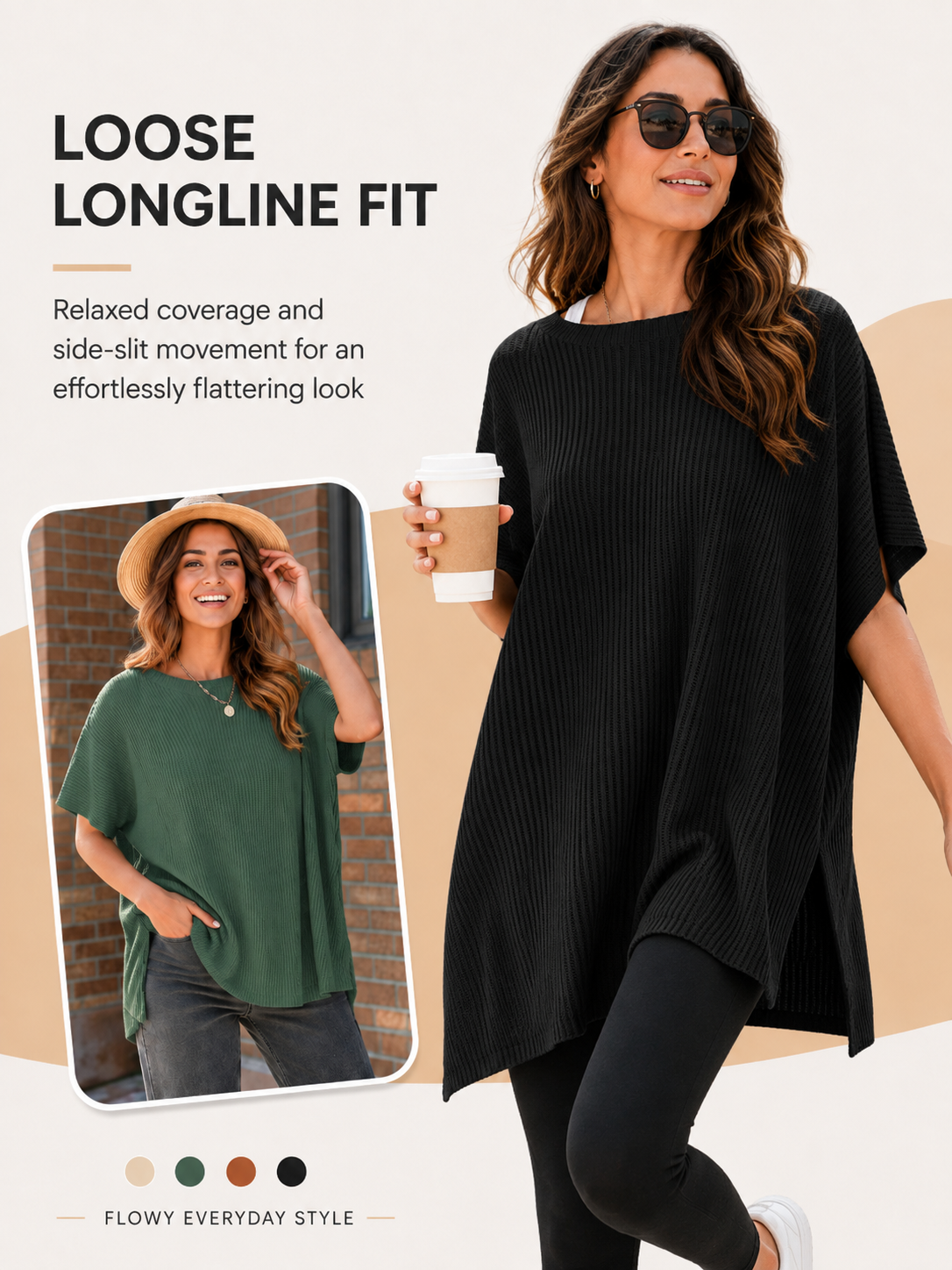 ✨Women's Casual Oversized Solid Knit Pullover Sweater with Puff Short Sleeves