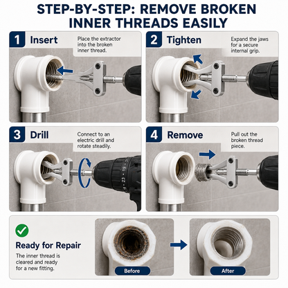 🛠️Broken Pipe Thread Extractor, Universal 1/2" 3/4" 1" Pipe Nipple Remover