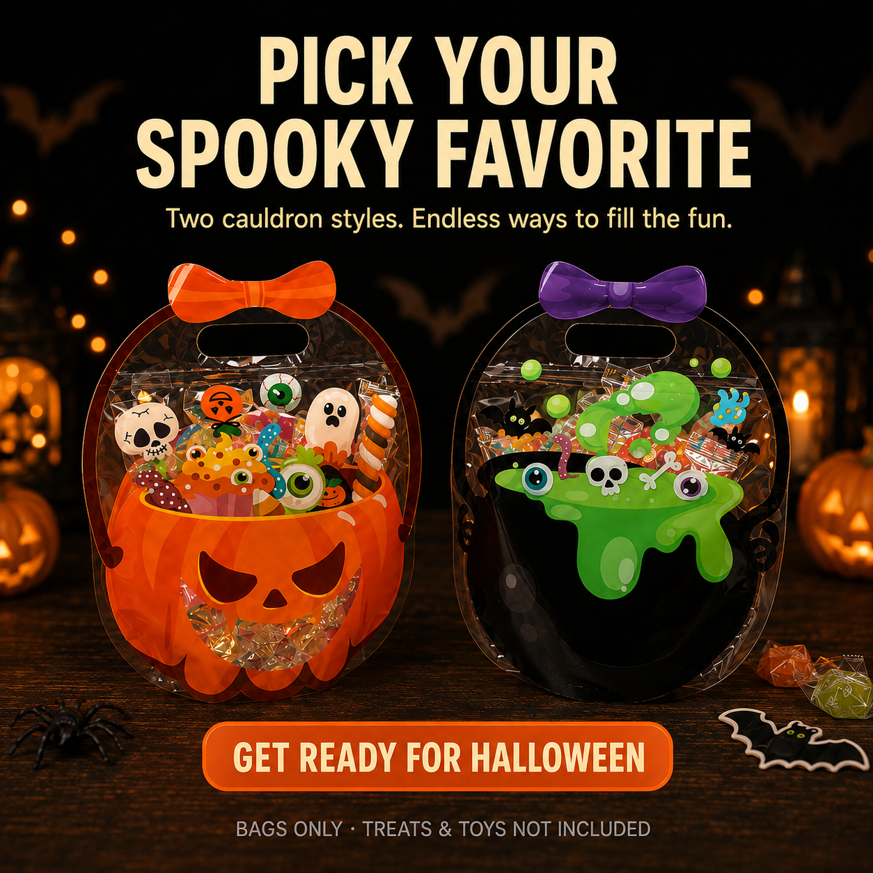 🔥🎃 Halloween Cauldron Treat Bags – Last Day 25% OFF