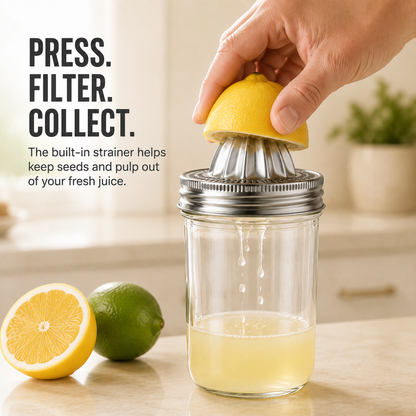 🍋 Mason Jar Citrus Juicer – Juice, Collect & Serve with Less Mess