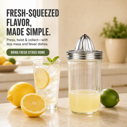 🍋 Mason Jar Citrus Juicer – Juice, Collect & Serve with Less Mess