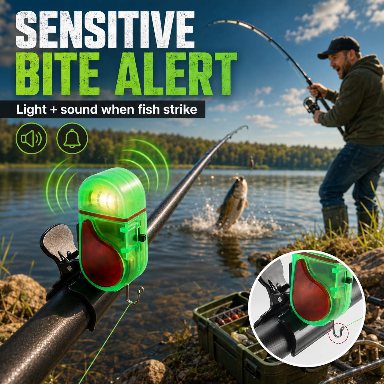💥2026 New Sensitive Smart Electronic Fishing Bells for Rods-Fishing Bite Alarm with LED Light
