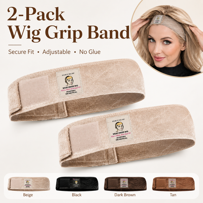 🔥Limited-Time Special Offer Brown Black Wig Grip Band 2pcs for Women Adjustable Headband