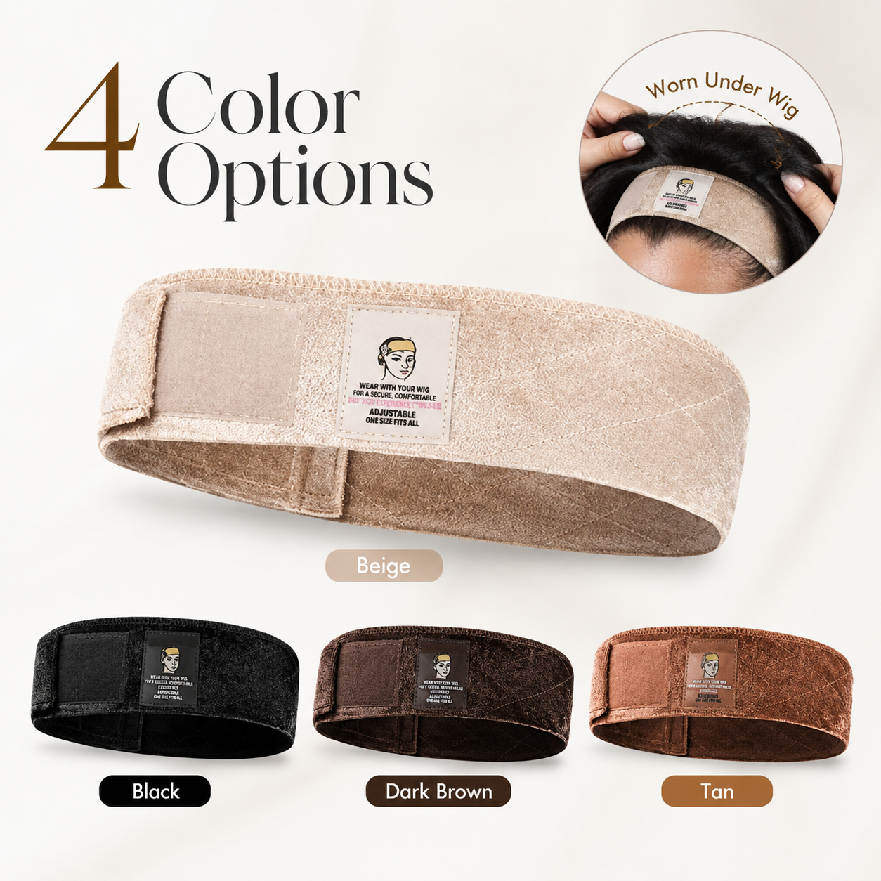 🔥Limited-Time Special Offer Brown Black Wig Grip Band 2pcs for Women Adjustable Headband